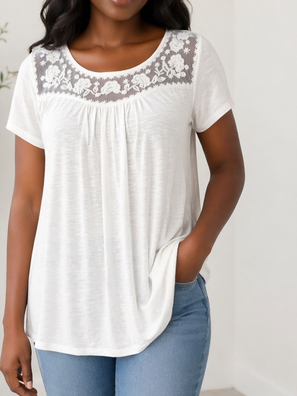 Artesia Lace Accented Top